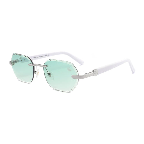 Diamond Cut Willow Green Silver | White