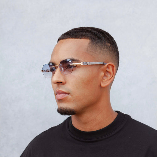 Willow White Marble Gold | Blue